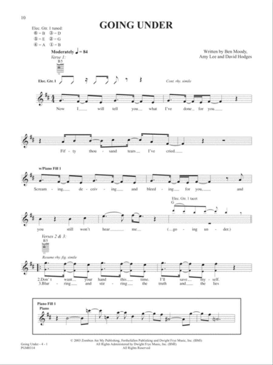 Going Under Guitar Tablature scores gallery preview page 1