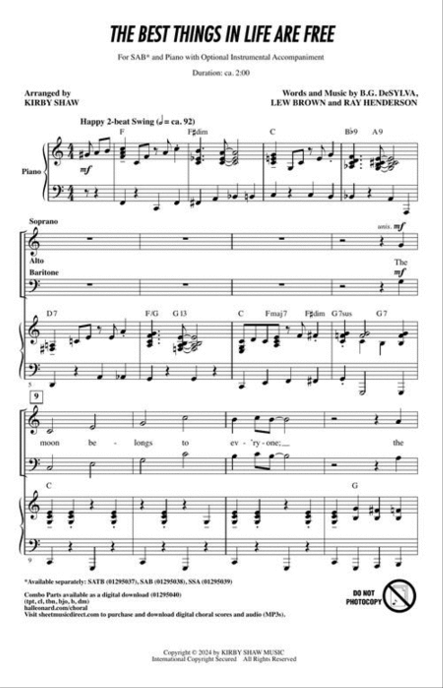The Best Things in Life Are Free 3-Part scores gallery preview page 3