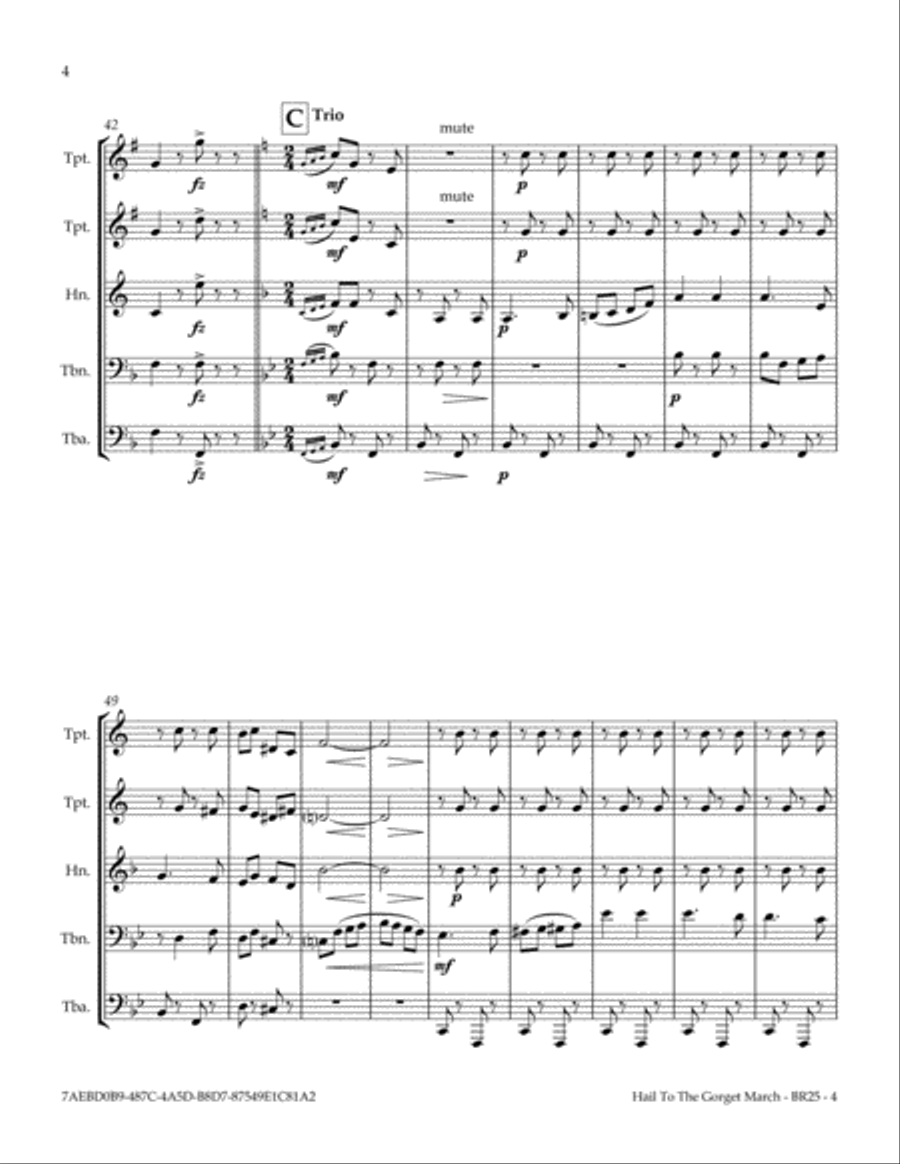 Hail To The Gorget March Brass Ensemble scores gallery preview page 4
