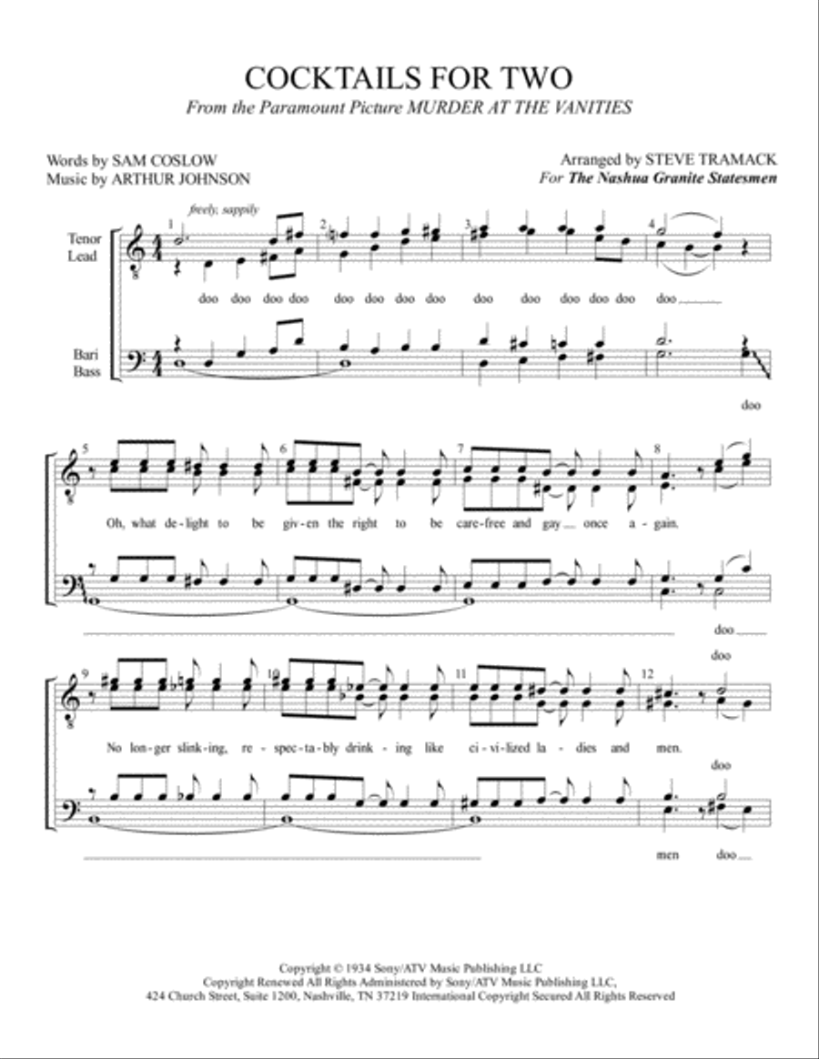 Cocktails For Two Cocktails For Two TTBB scores gallery preview page 1