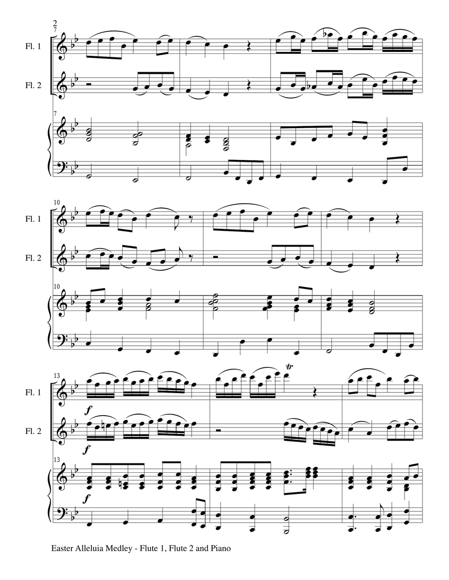 EASTER ALLELUIA MEDLEY (Trio – Flute 1, Flute 2/Piano) Score and Parts Flute Duet scores gallery preview page 2