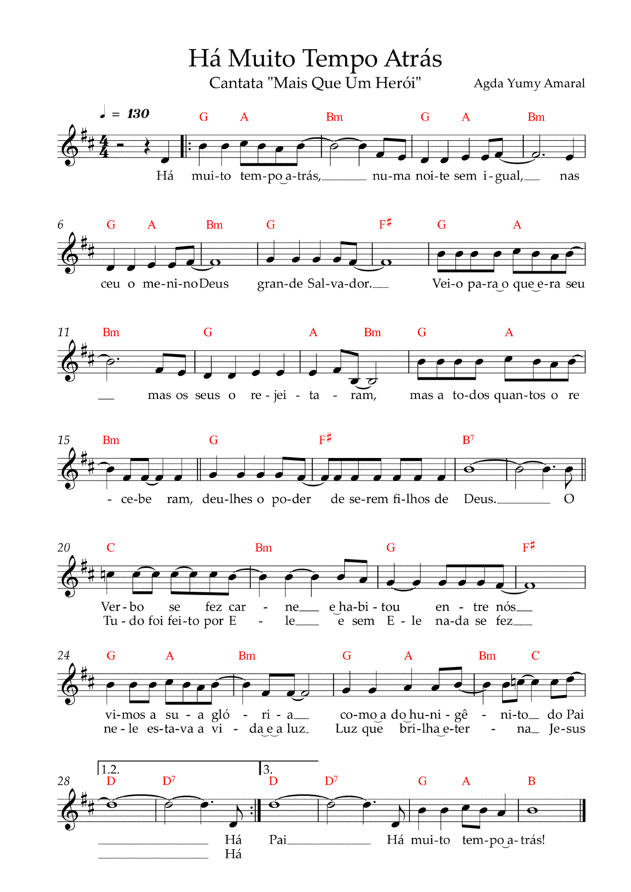 Há muito tempo atrás Easy Piano scores gallery preview page 1