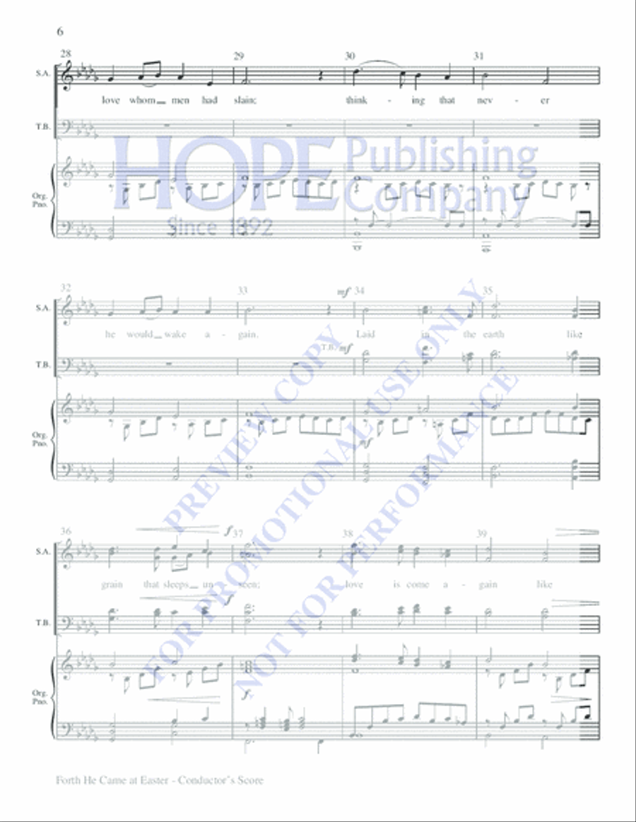 Forth He Came at Easter 4-Part scores gallery preview page 6