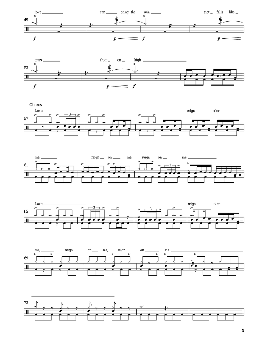 Love, Reign O'er Me Love, Reign O'er Me Drum Set scores gallery preview page 3