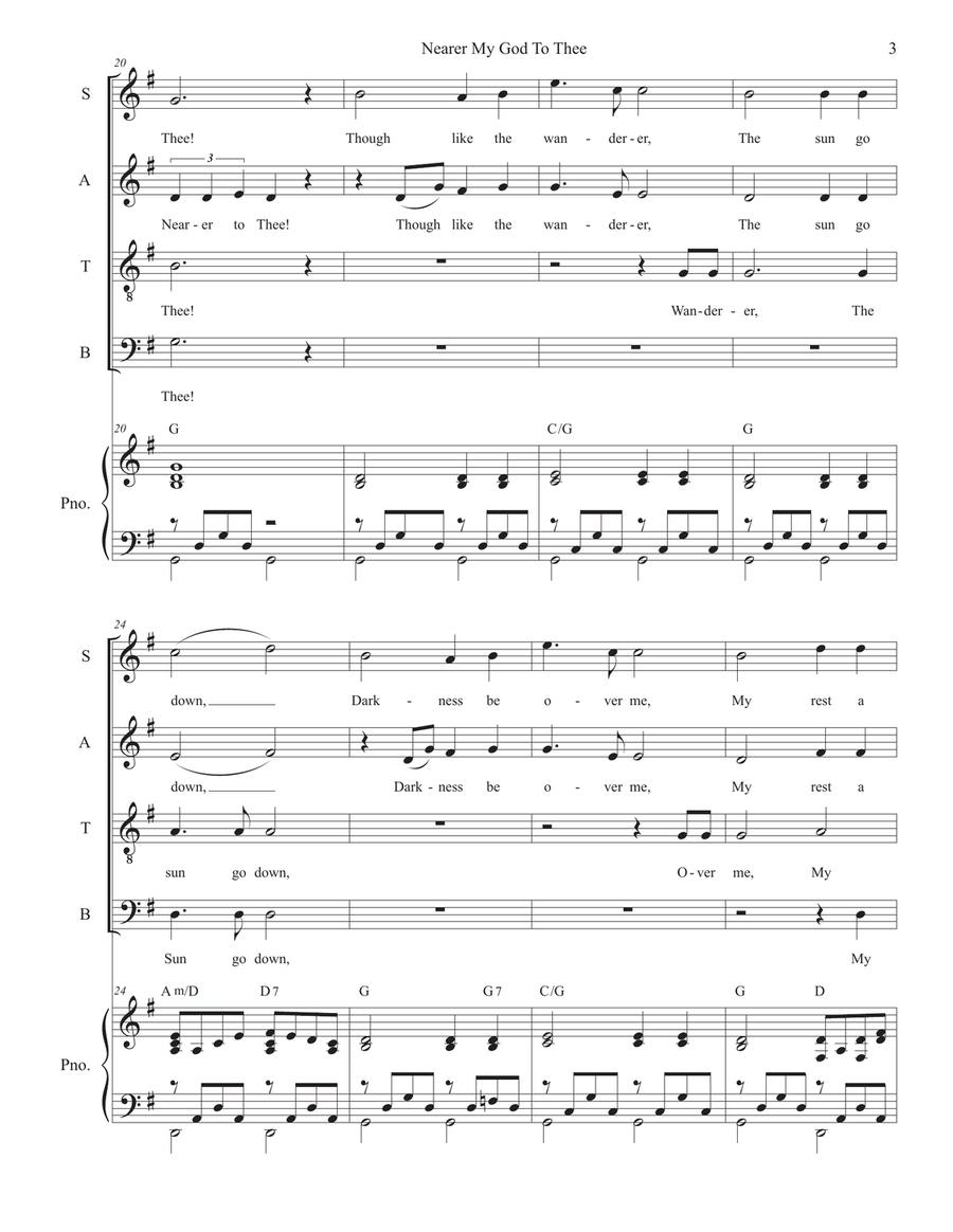 Nearer My God To Thee (Vocal Quartet - (SATB) 4-Part scores gallery preview page 3