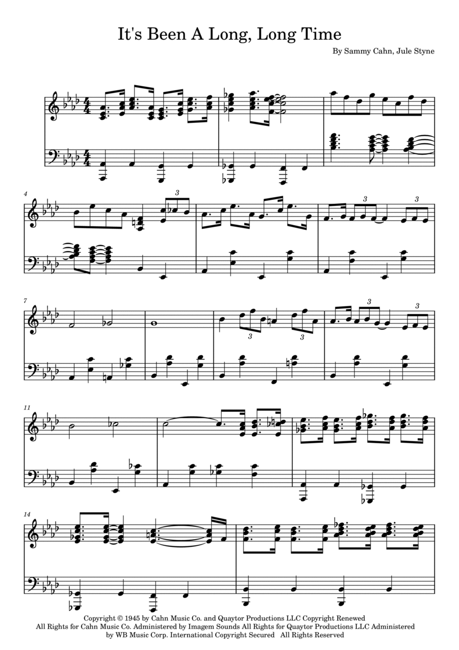 It's Been A Long, Long Time Piano Solo scores gallery preview page 1