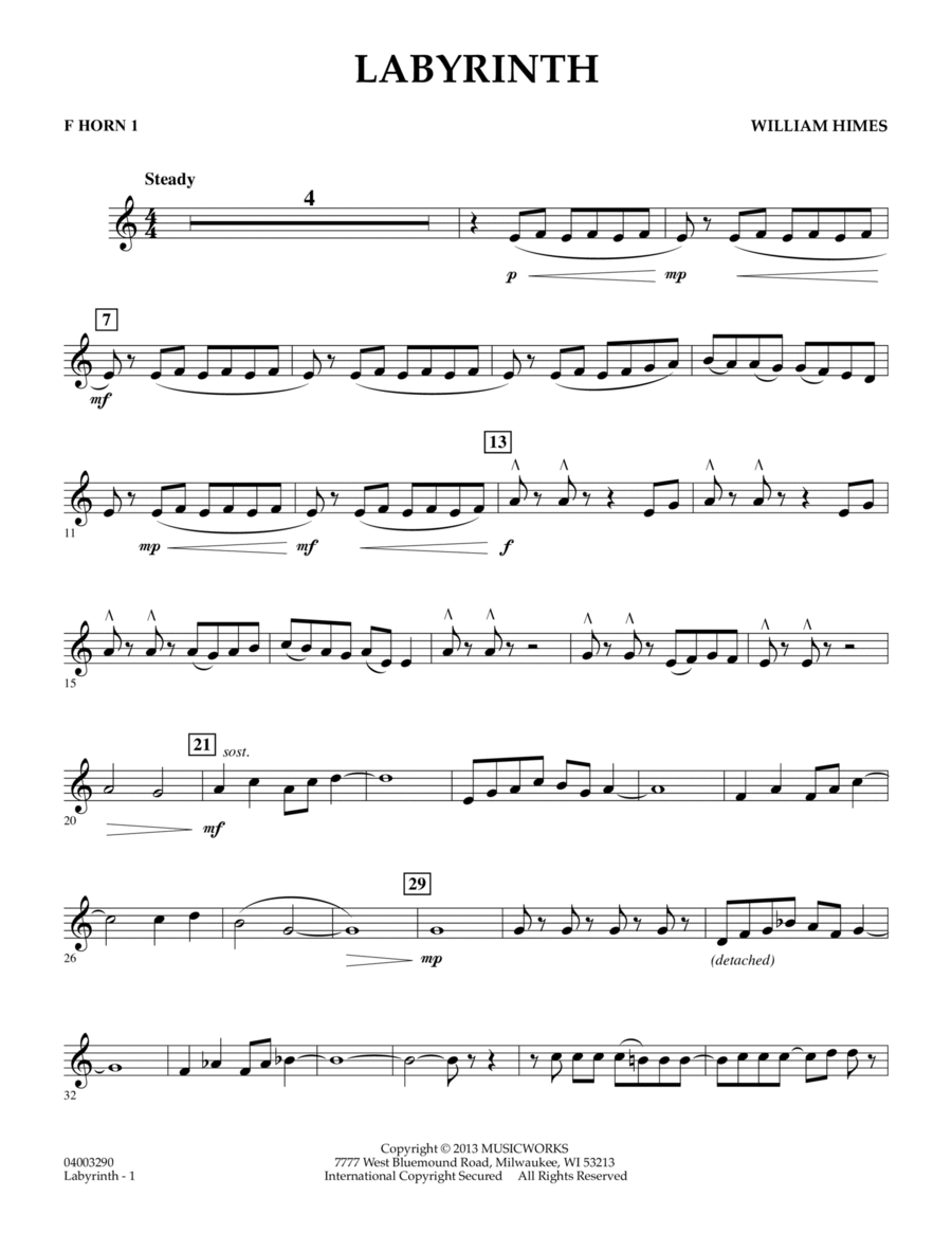 Labyrinth - F Horn 1 Concert Band scores gallery preview page 1
