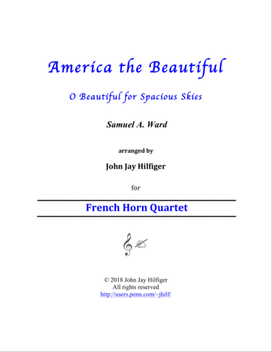 America the Beautiful for French Horn Quartet French Horn Quartet scores gallery preview page 1