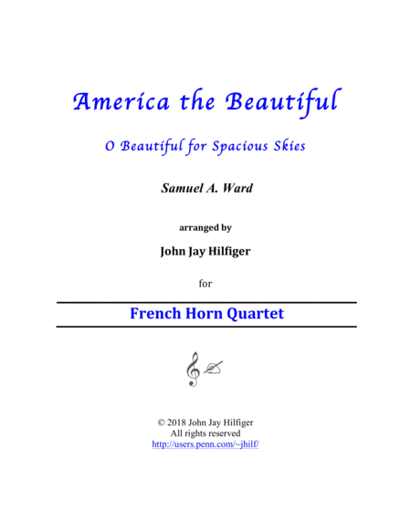 America the Beautiful for French Horn Quartet image number null
