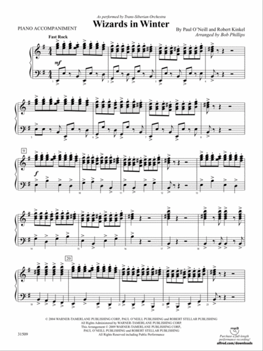 Wizards in Winter: Piano Accompaniment Orchestra scores gallery preview page 1