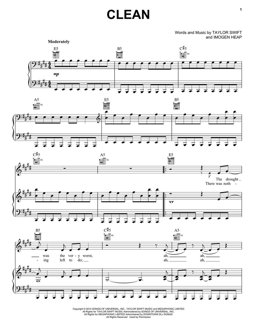 Clean Clean Acoustic Guitar scores gallery preview page 1