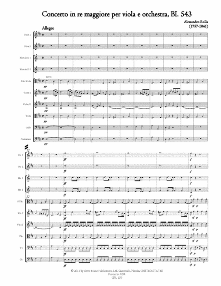Concerto in re maggiore, BI. 543 Viola e Orchestra