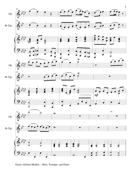EASTER ALLELUIA MEDLEY (Trio – Oboe, Bb Trumpet/Piano) Score and Parts image number null
