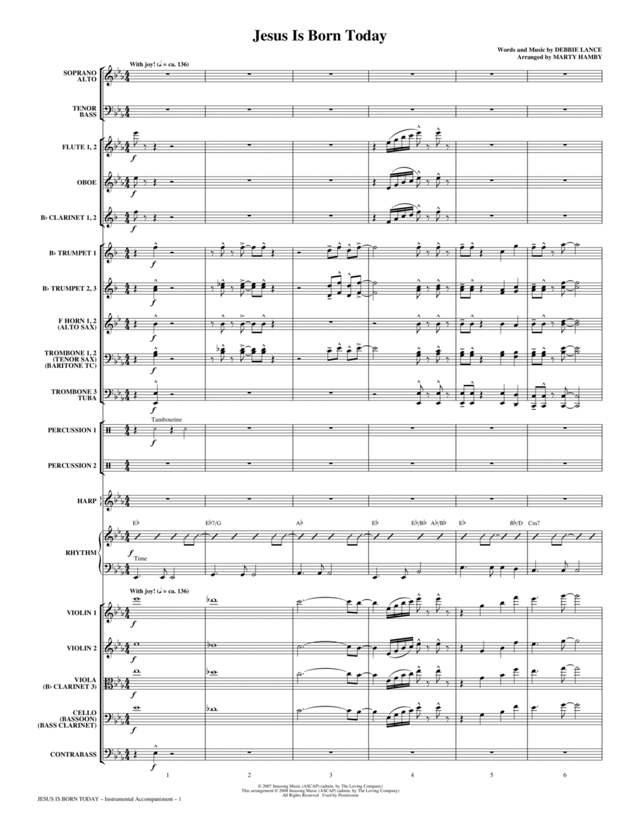Jesus Is Born Today (arr. Marty Hamby) - Full Score Choir scores gallery preview page 1
