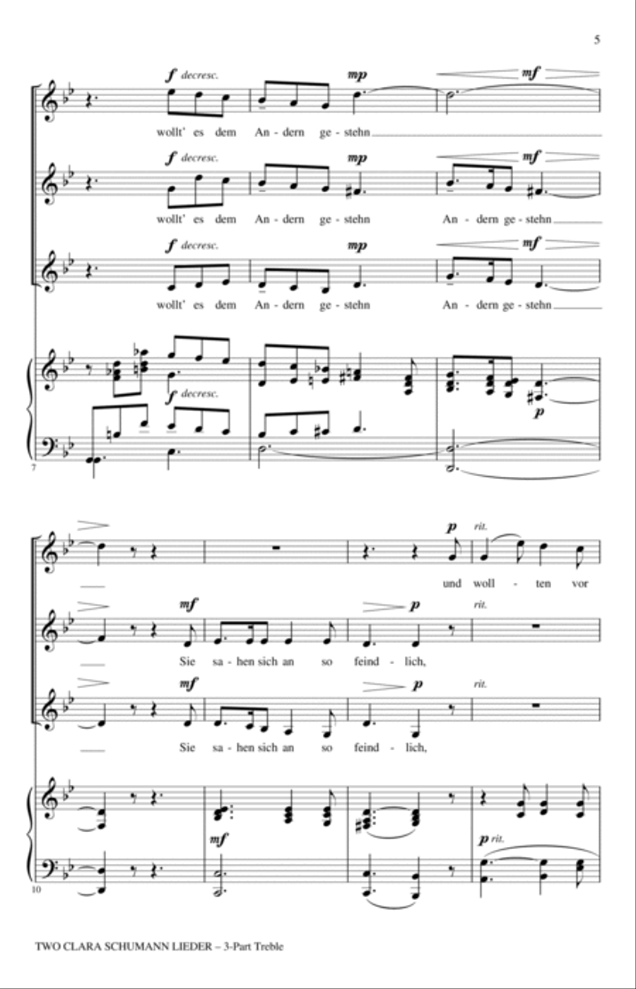 Two Clara Schumann Lieder (arr. Nathan Payant) SSA scores gallery preview page 2