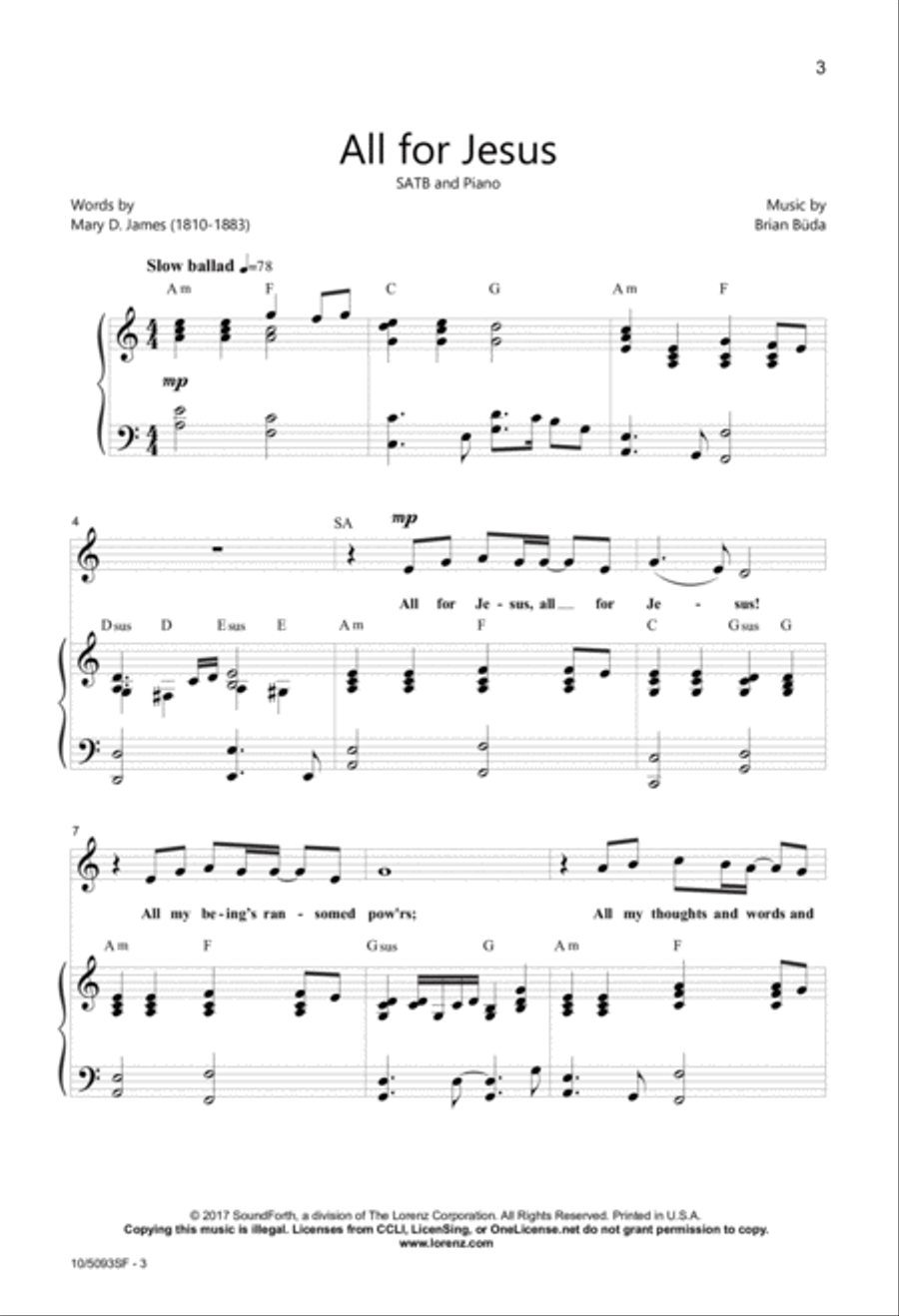 All for Jesus 4-Part scores gallery preview page 3