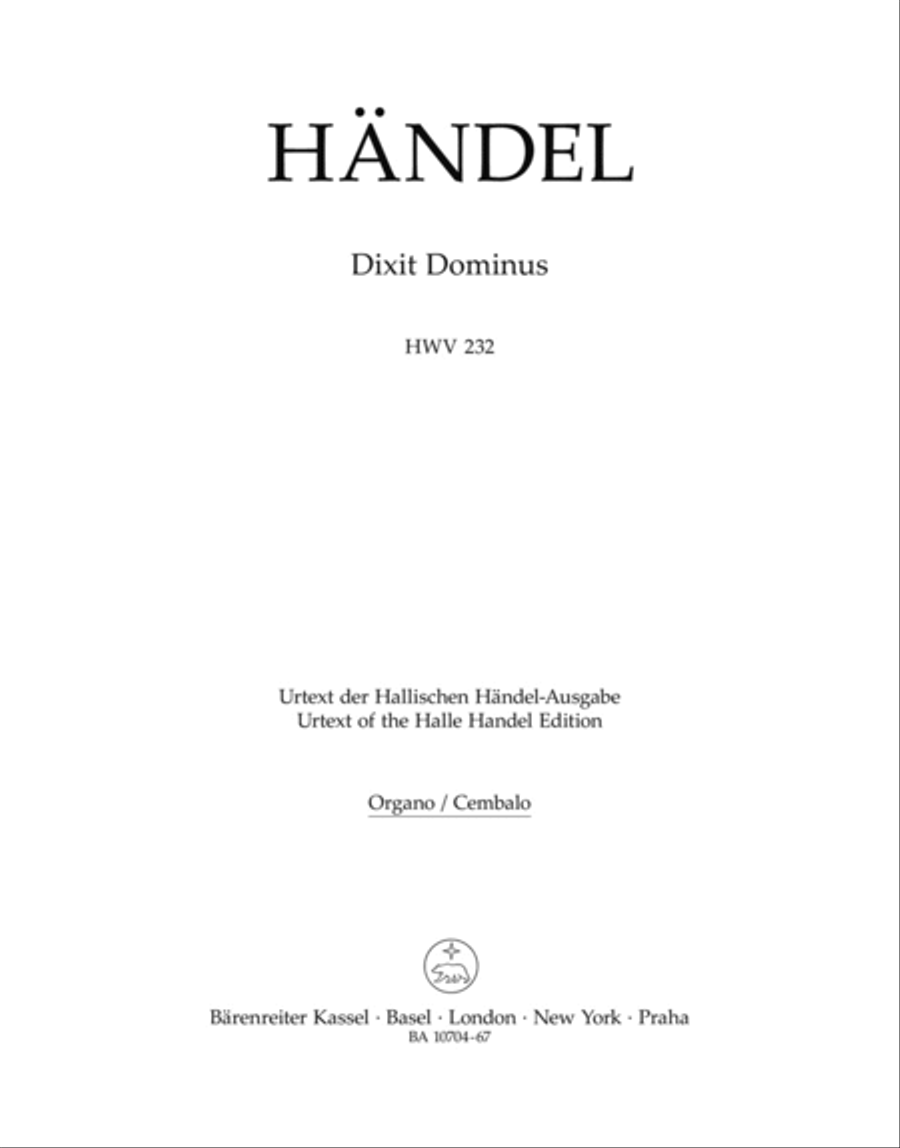 Dixit Dominus HWV 232 (Psalm 109) Harpsichord scores gallery preview page 1