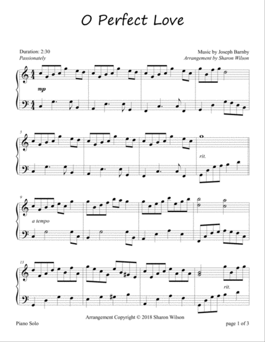 O Perfect Love Piano Solo scores gallery preview page 2