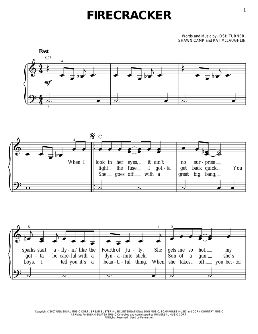 Firecracker Easy Piano scores gallery preview page 1