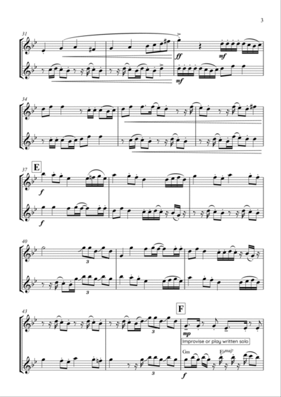Hips Don't Lie Woodwind Duet scores gallery preview page 3