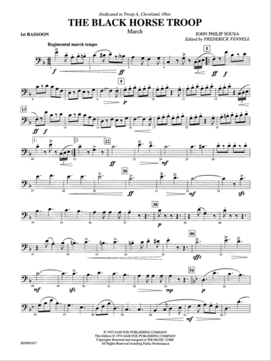 Black Horse Troop: Bassoon Concert Band scores gallery preview page 1