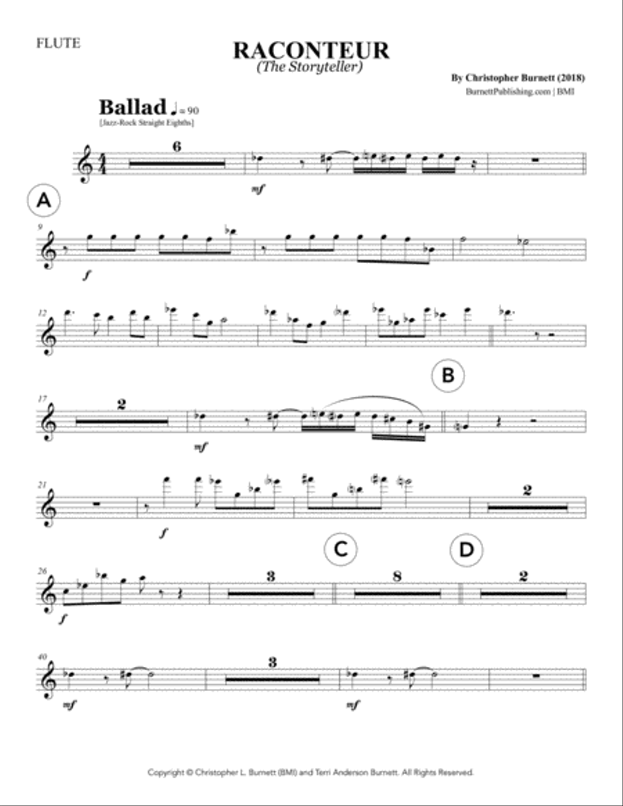 RACONTEUR (The Storyteller) - Flute Jazz Ensemble scores gallery preview page 1