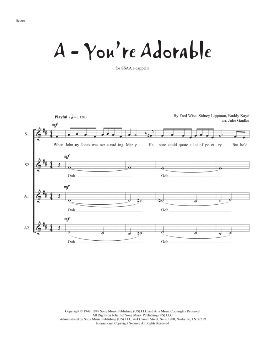 A - You're Adorable SSAA scores gallery preview page 1