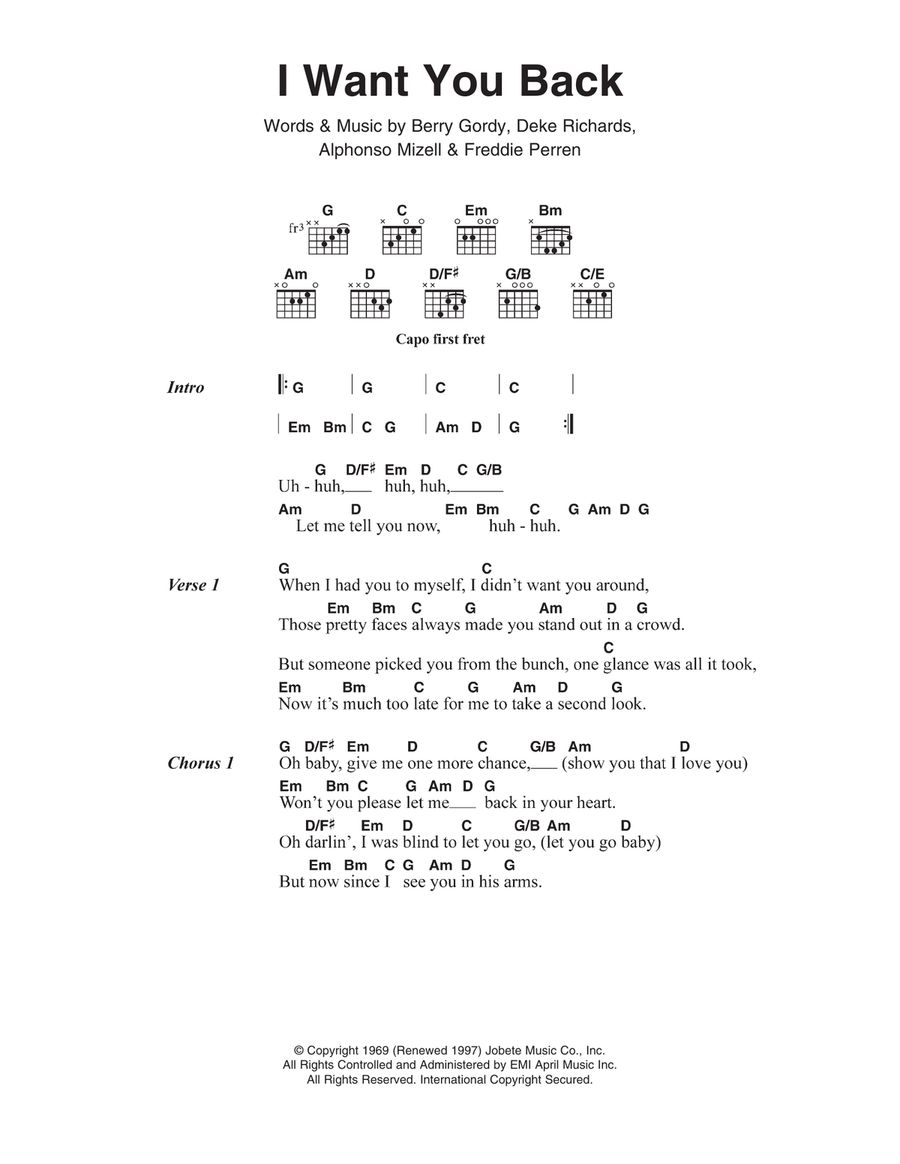 I Want You Back Acoustic Guitar scores gallery preview page 1