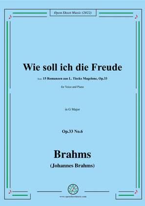 Book cover for Brahms-Wie soll ich die Freude,Op.33 No.6 in G Major