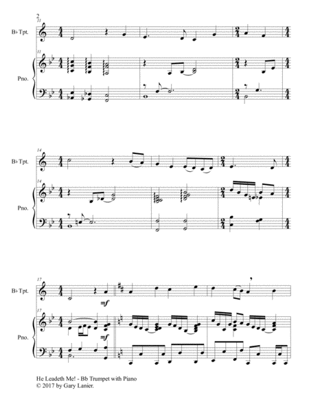 HE LEADETH ME (Duet – Bb Trumpet & Piano with Score/Part) image number null