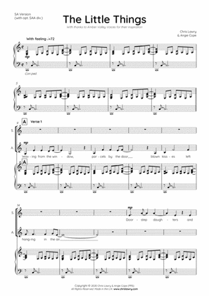 The Little Things (A Choir Lock Down Song) - Chris Lawry - SA Choir (SAA Opt.)