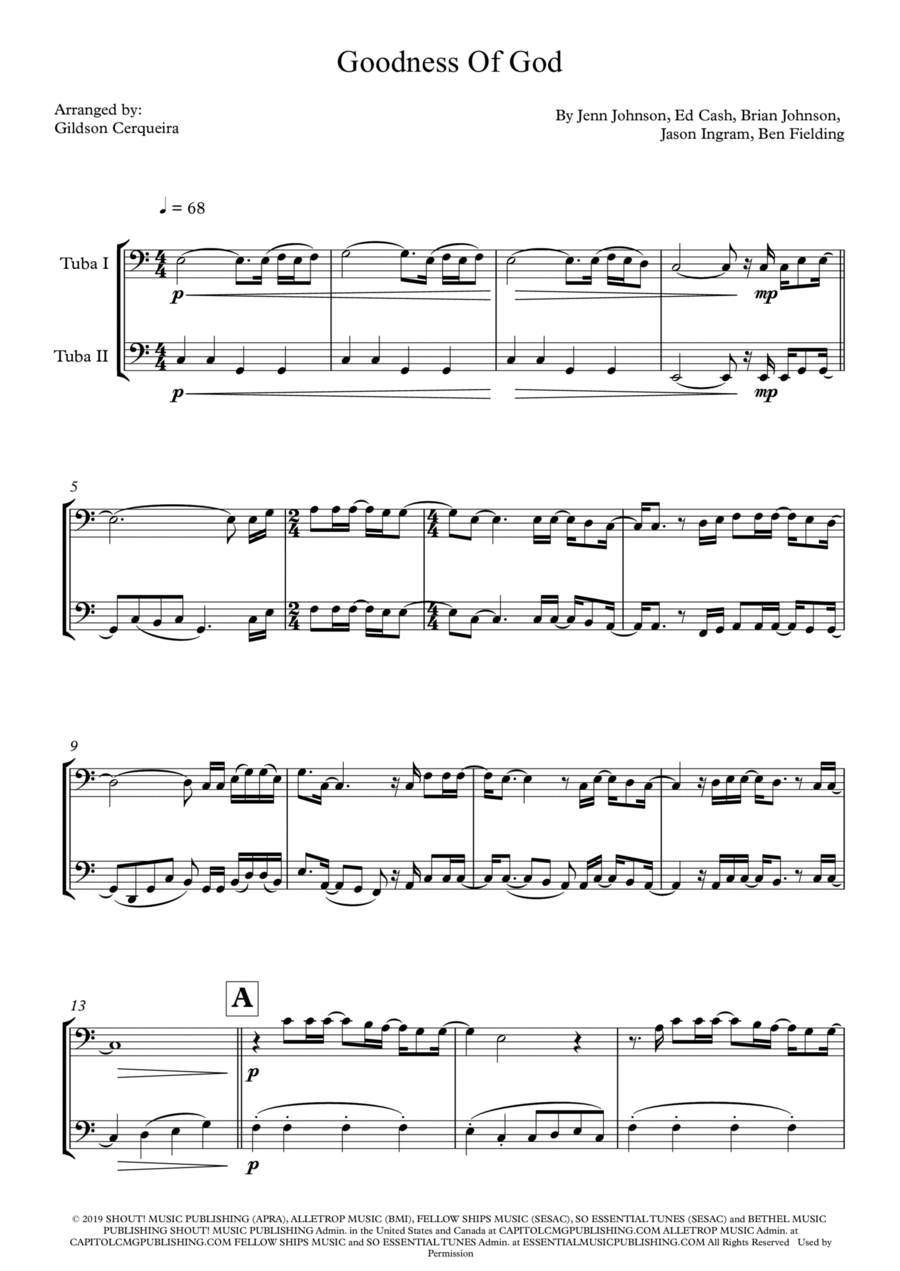 Goodness Of God Brass Duet scores gallery preview page 1