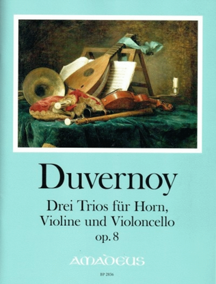 Book cover for Three trios for horn, violin and cello op. 8