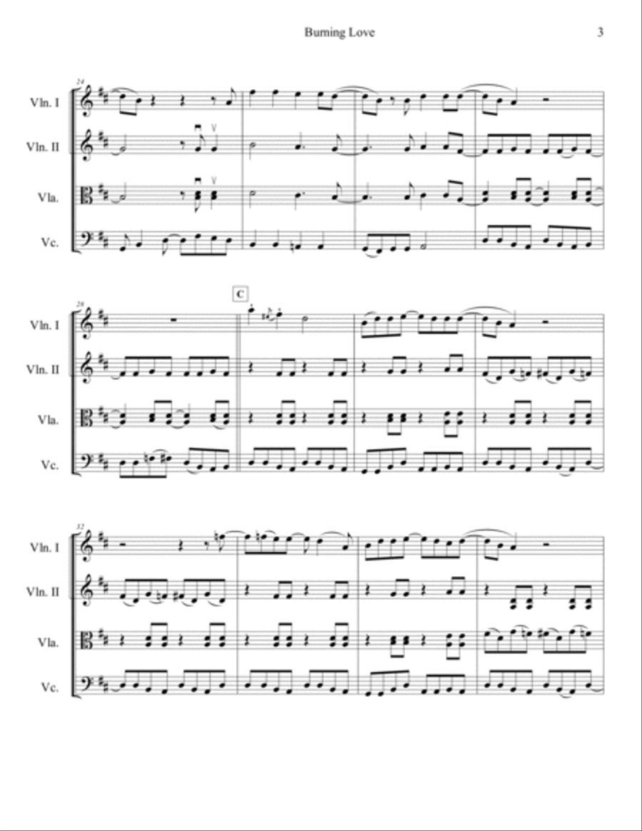 Burning Love Burning Love String Quartet scores gallery preview page 5