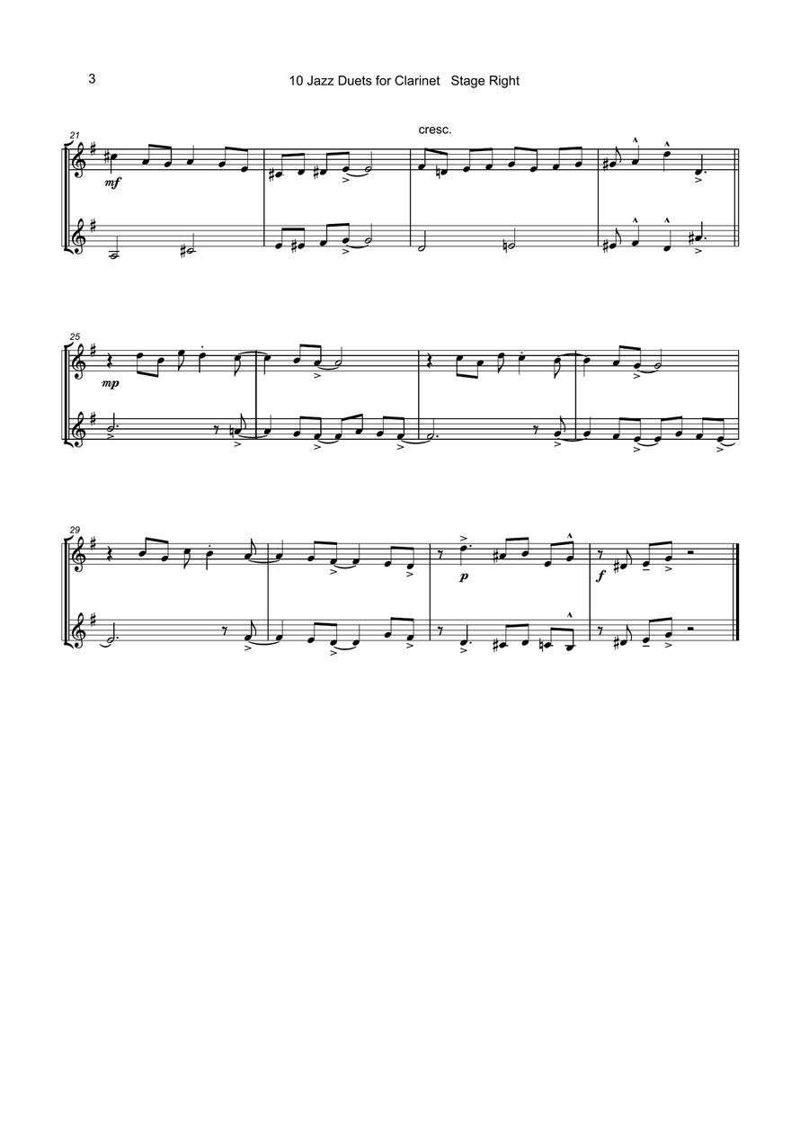 10 Jazz Duets for Clarinet Clarinet Duet scores gallery preview page 4