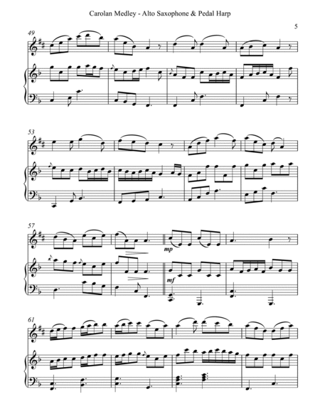 Carolan Medley, Duet for Eb Alto Saxophone & Pedal Harp by Turlough O'carolan Alto Saxophone - Digital Sheet Music
