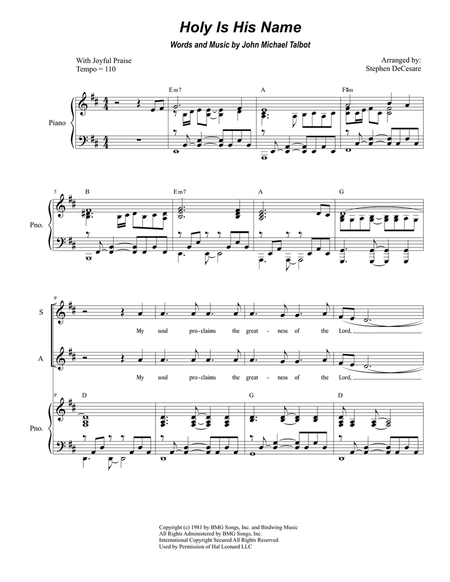 Holy Is His Name 4-Part scores gallery preview page 1