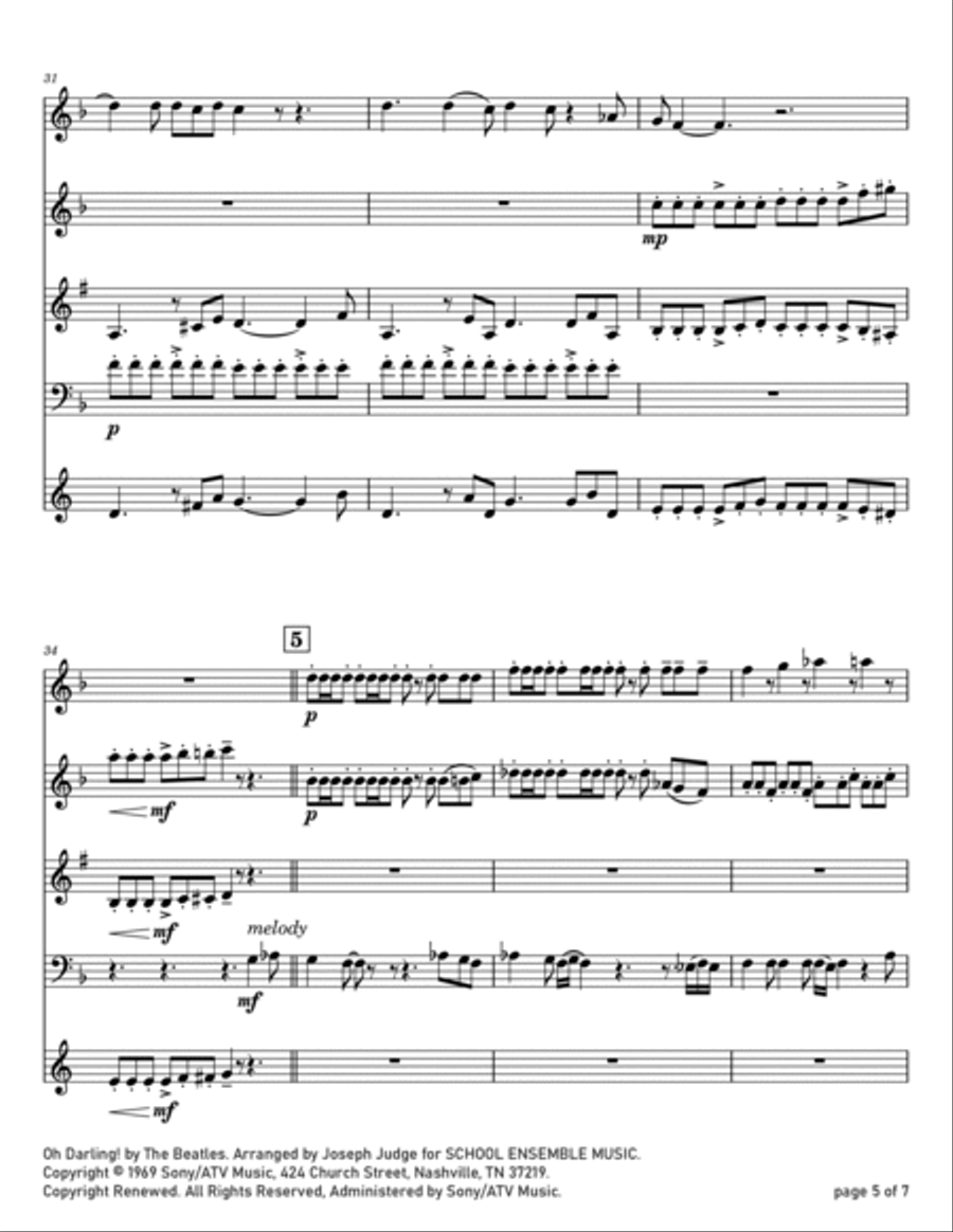 Oh! Darling Woodwind Quartet scores gallery preview page 5