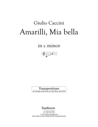Book cover for Caccini: Amarilli, mia bella (transposed to c minor, low voice)