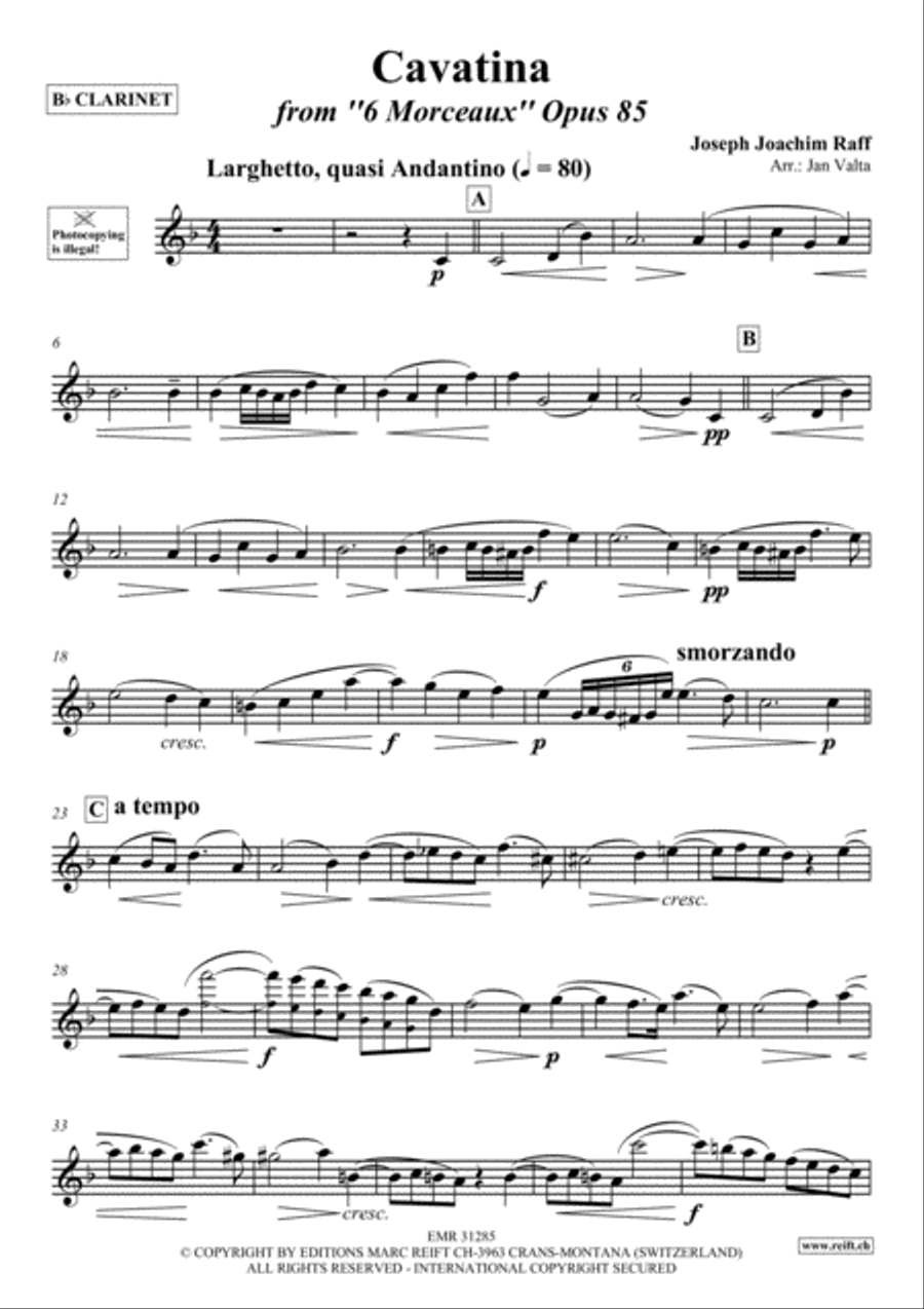 Cavatina Clarinet Solo scores gallery preview page 2