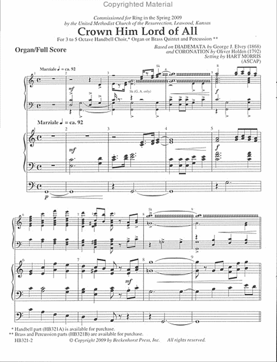 Crown Him Lord of All - organ and handbell score Handbell Choir scores gallery preview page 2