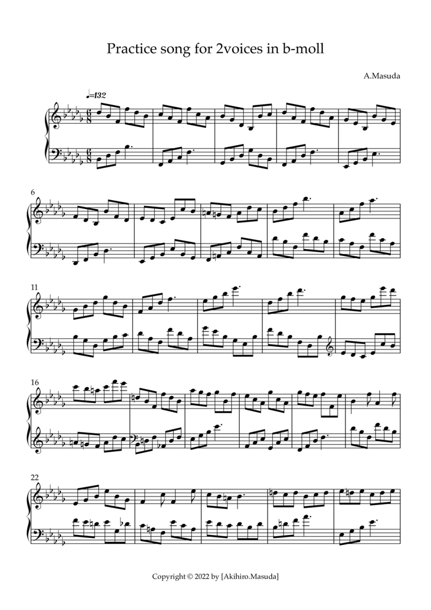 From ”15Practice song for 2voices” ’in b-moll' image number null