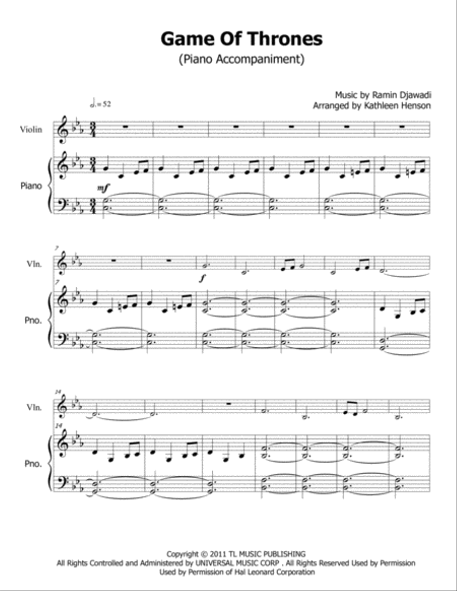 Game Of Thrones Violin Solo scores gallery preview page 3