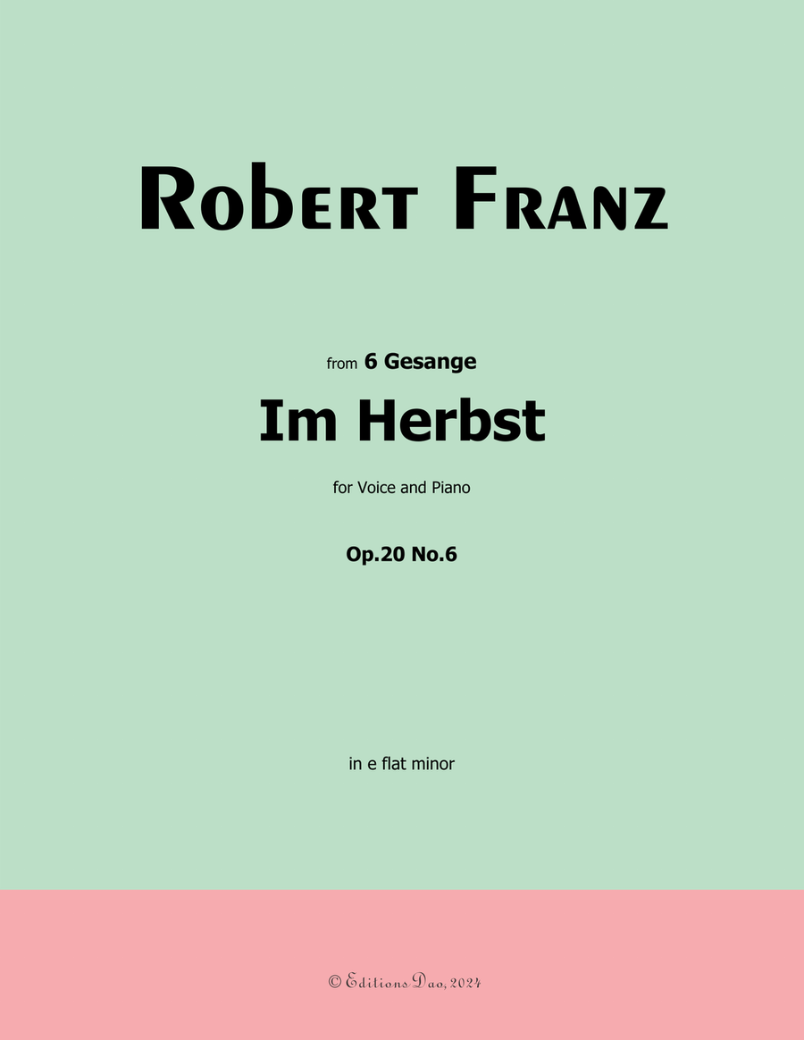Im Herbst, by Robert Franz, in e flat minor Voice scores gallery preview page 1
