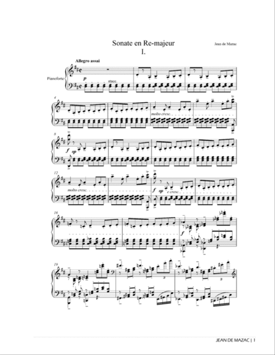 Sonate en Ré-majeur pour piano Piano Solo scores gallery preview page 6