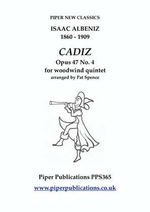 ALBENIZ: CADIZ Opus 47 No. 4 for woodwind quintet