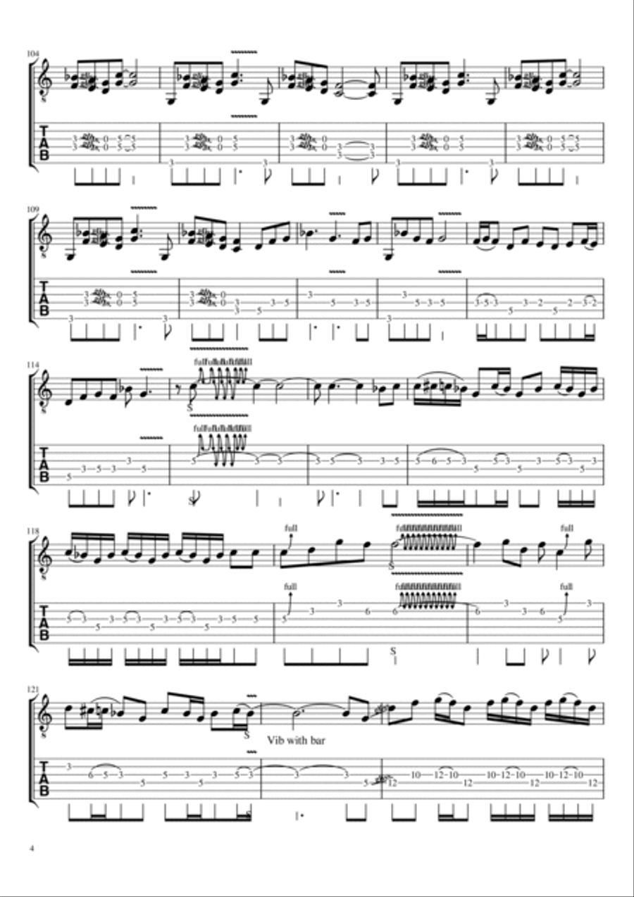Burn Burn Guitar Tablature scores gallery preview page 4