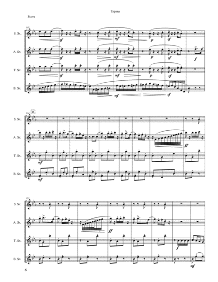 Espana Espana Saxophone Quartet scores gallery preview page 6