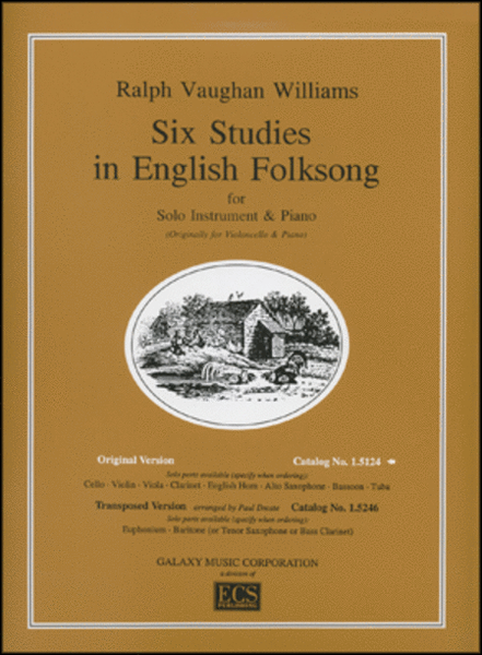 Six Studies in English Folksong by Ralph Vaughan Williams Clarinet Solo - Sheet Music