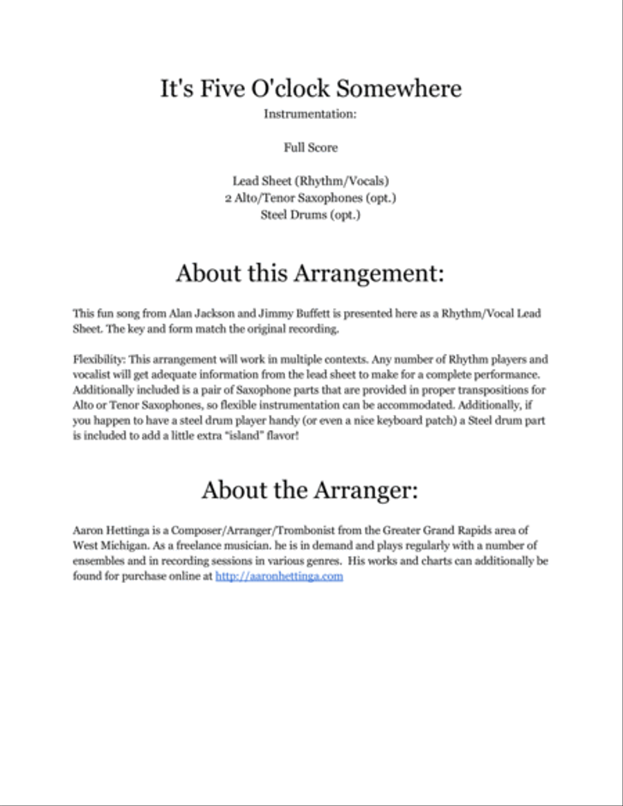 It's Five O'clock Somewhere Small Ensemble scores gallery preview page 2
